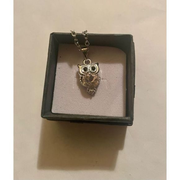 SILVER OWL N PINK SAPPHIRE NECKLACE - Picture 2 of 5